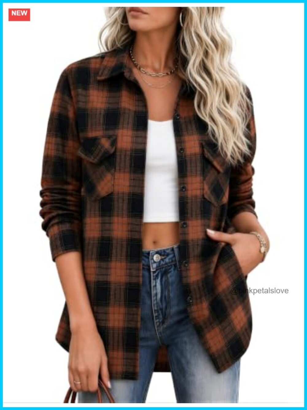 Zeagoo Women's Plaid Flannel Button Down Shirt Long Sleeve Shacket